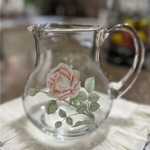 PASABAHCE, VINTAGE, CLEAR CRYSTAL PITCHER FROM THE EUROPEAN COLLECTION